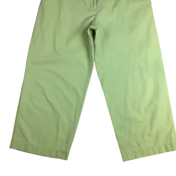 Eileen Fisher Womens Light Green Cotton Wide-Leg Pants Cropped Size L - Picture 3 of 10
